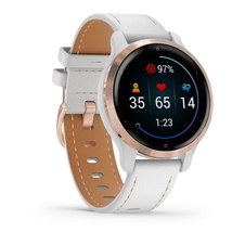 Hodinky Garmin Venu 2S Rose Gold/White Leather Band