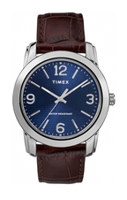 Hodinky Timex Core Classic, s hnědým koženým řemínkem a modrým ciferníkem