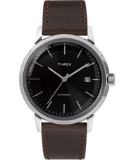 Hodinky Timex Marlin Automatic Silver, hnědý řemínek