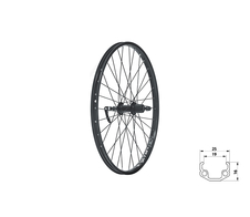 Zapletené kolo zadní KLS WASPER CASSETTE V-brake R, 24, black