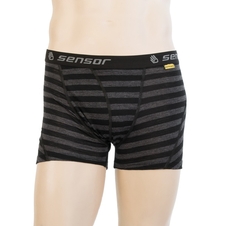 Boxerky SENSOR MERINO ACTIVE černo/šedé pruhy