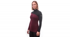 Triko dlouhé dámské SENSOR MERINO EXTREME zip černá/port red