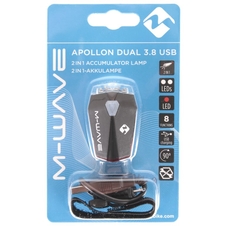 Světlo přední M-WAVE Apollon Dual 3.8 USB accu přední i zadní v 1