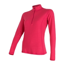 Triko dlouhé dámské SENSOR MERINO DOUBLE FACE zip magenta