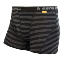 Boxerky SENSOR MERINO ACTIVE černo/šedé pruhy