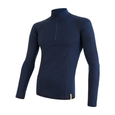 Triko dlouhé pánské SENSOR MERINO DOUBLE FACE zip tm. modré