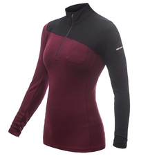 Triko dlouhé dámské SENSOR MERINO EXTREME zip černá/port red